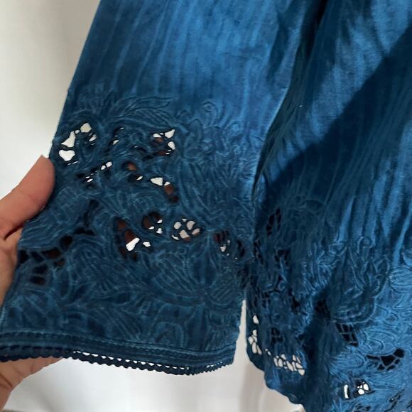 Soft Surroundings Esme Embroidered 2 Pc Womens Top Sz M Lace Granny Boho Lagom - Picture 4 of 16